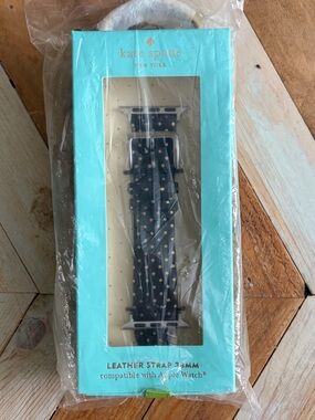 Black Kate Spade Apple Watch Strap 38mm with Gold Polka Dots